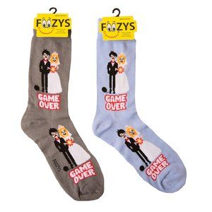 Game Over Married Bride Groom Wedding Chain Flowers 2 Pairs Foozys Men's Socks